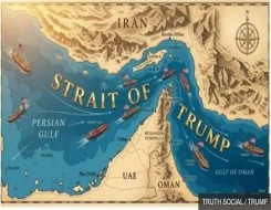 العرب اليوم - الرئيس الأميركي ينشر خريطة لمضيق هرمز عقب إعادة تسميته إلى "مضيق ترمب"