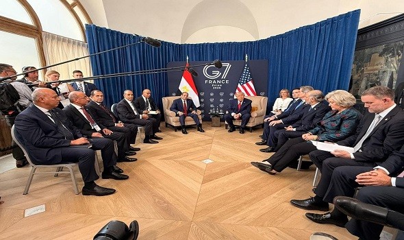  العرب اليوم - ترمب والسيسي يبحثان سد النهضة والتعاون التجاري وتطورات الشرق الأوسط على هامش قمة مجموعة السبع